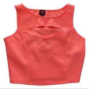 Bebe Neon Orange Cut-Out Crop Top